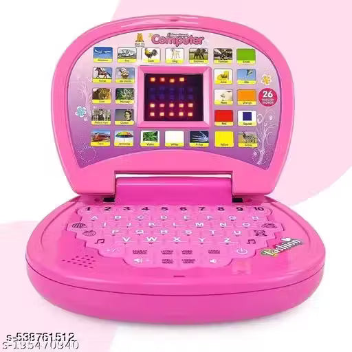 Kids Educational Learning Laptop Toy – Pink, with Music, Alphabet & Quiz Features (26 Activities) (Batteries not included)