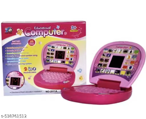 Kids Educational Learning Laptop Toy – Pink, with Music, Alphabet & Quiz Features (26 Activities) (Batteries not included)